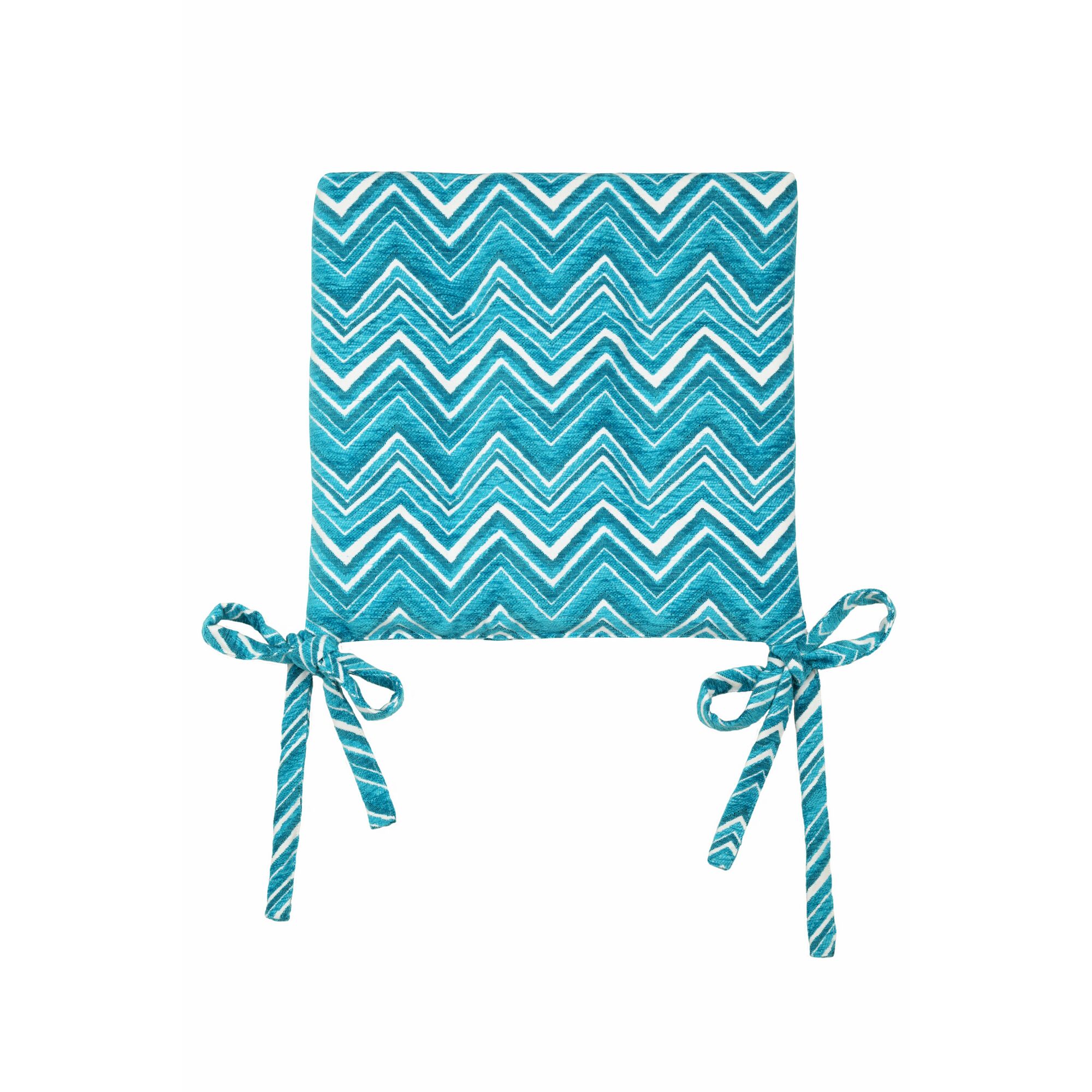 Türkisfarbenes Stuhlkissen Tokio mit Zickzackmuster