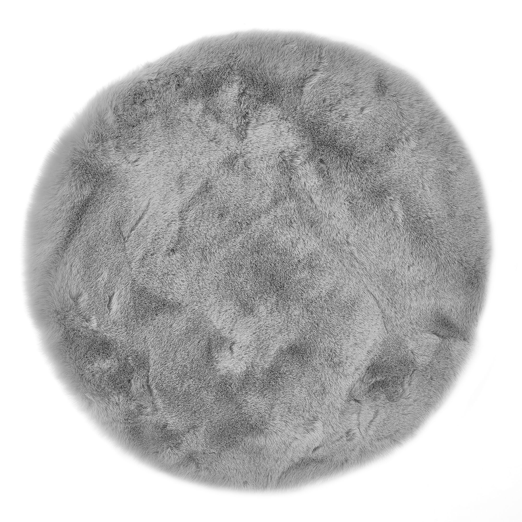 Rundes graues Sitzkissen aus Kunstfell