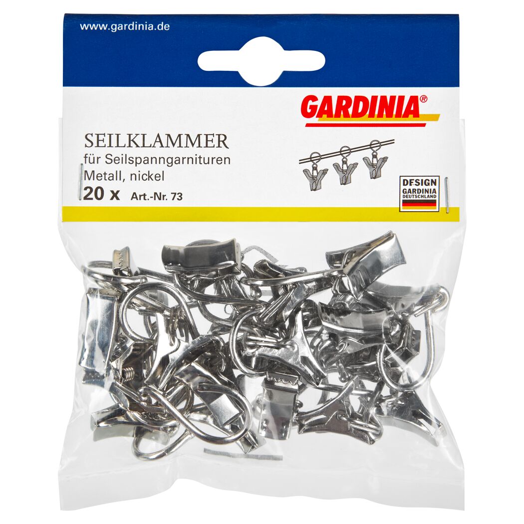 Gardina Seilklammern, 20 Stück, Metall, Nickel