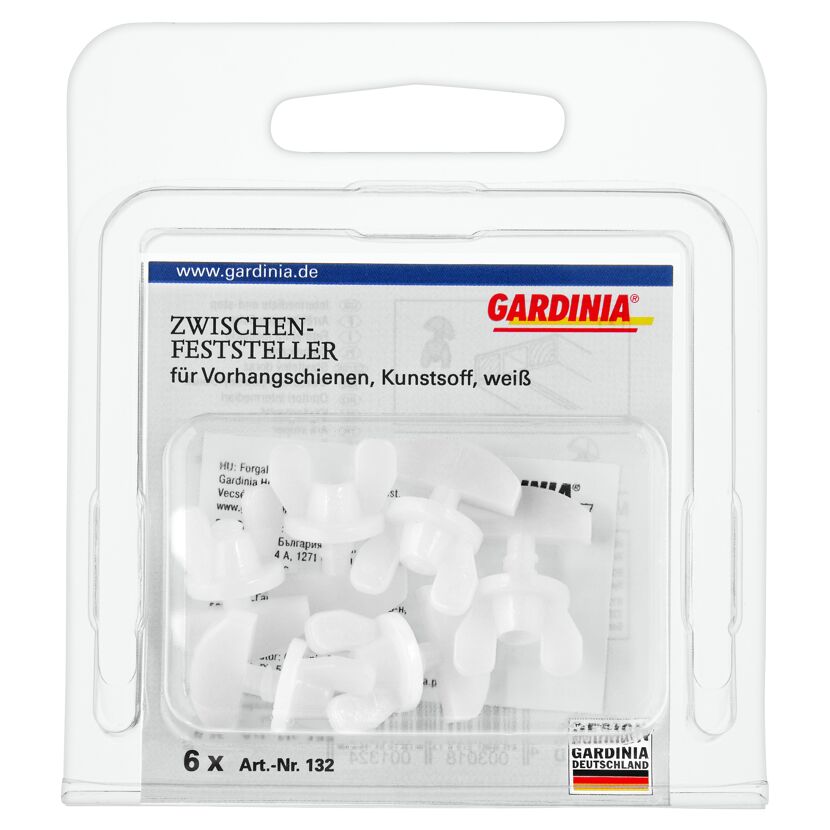 Gardina Zwischenfeststeller für Vorhangschienen, weiß.