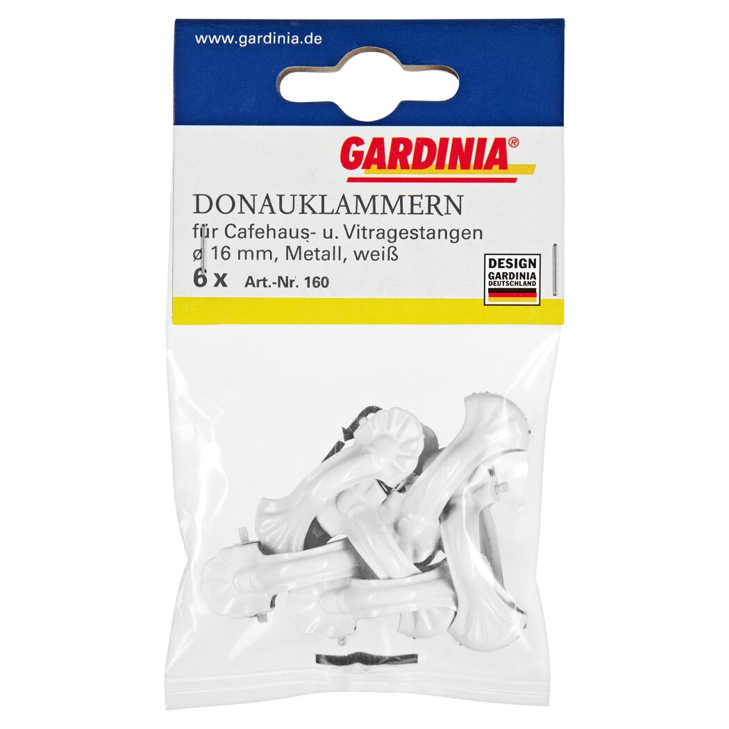 Gardina Donauklammern weiß für 16 mm Stangen, 6 Stück