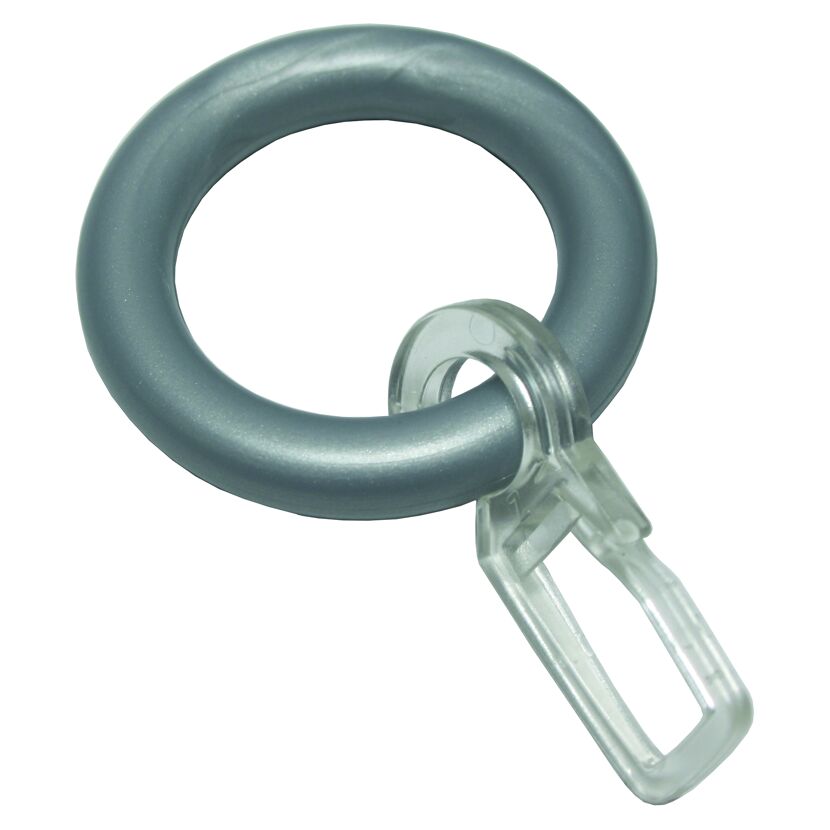 Silberner Vorhangring mit transparentem Clip