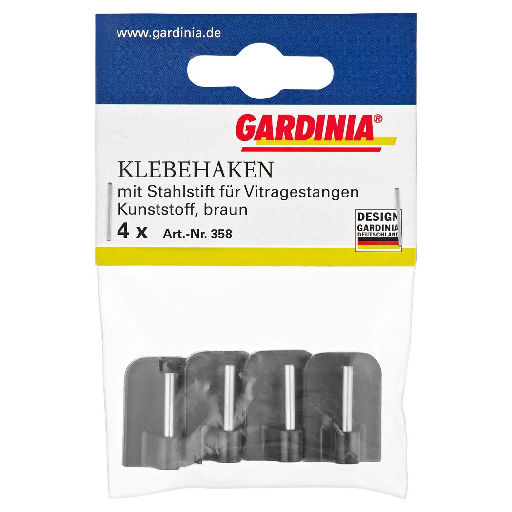 Gardina Klebehaken für Vitragestangen, 4 Stück