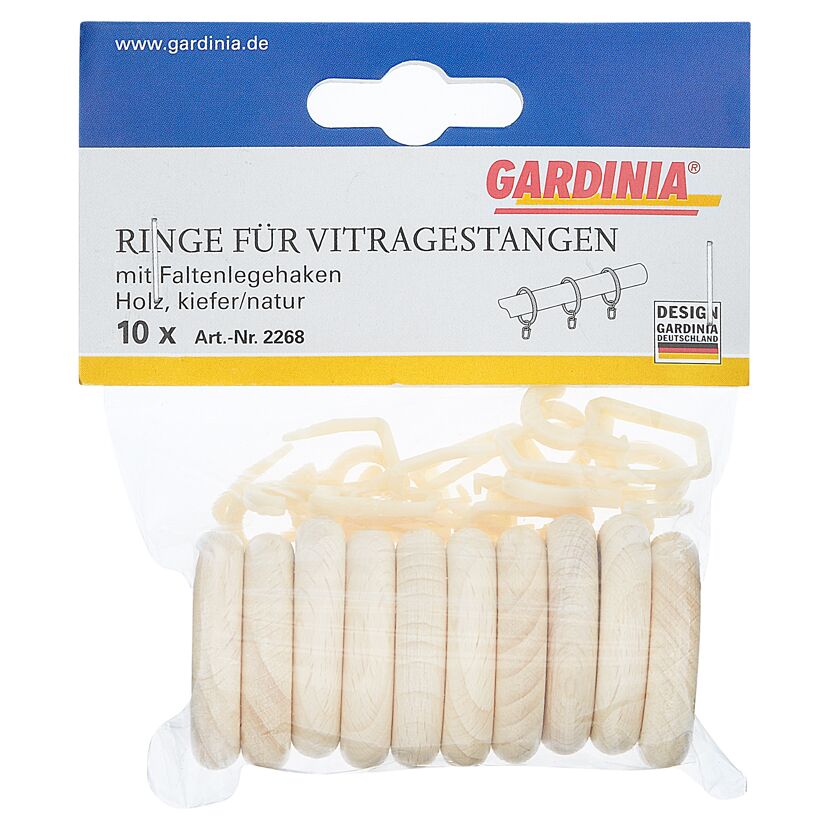 Gardina Ringe für Vitragestangen mit Faltenlegehaken
