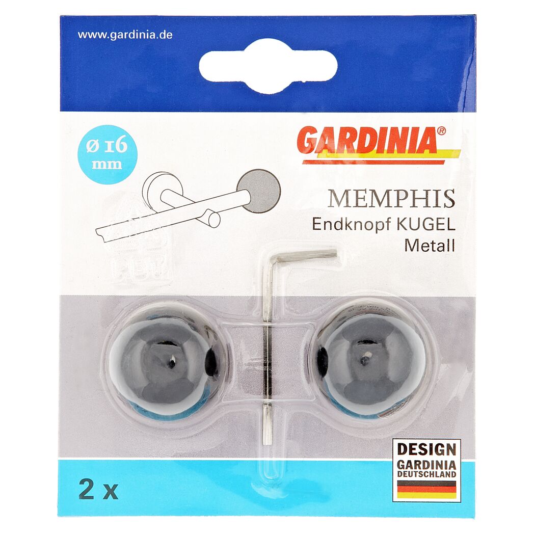 Gardina Memphis Endknopf Kugel Metall, 2 Stück und ein Inbegriffener Sechskantschlüssel