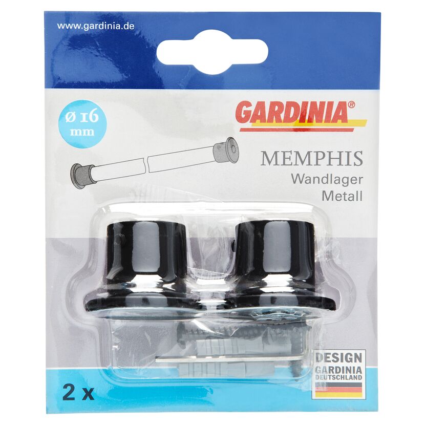 Gardina Memphis Wandlager Metall, schwarz, 2 Stück