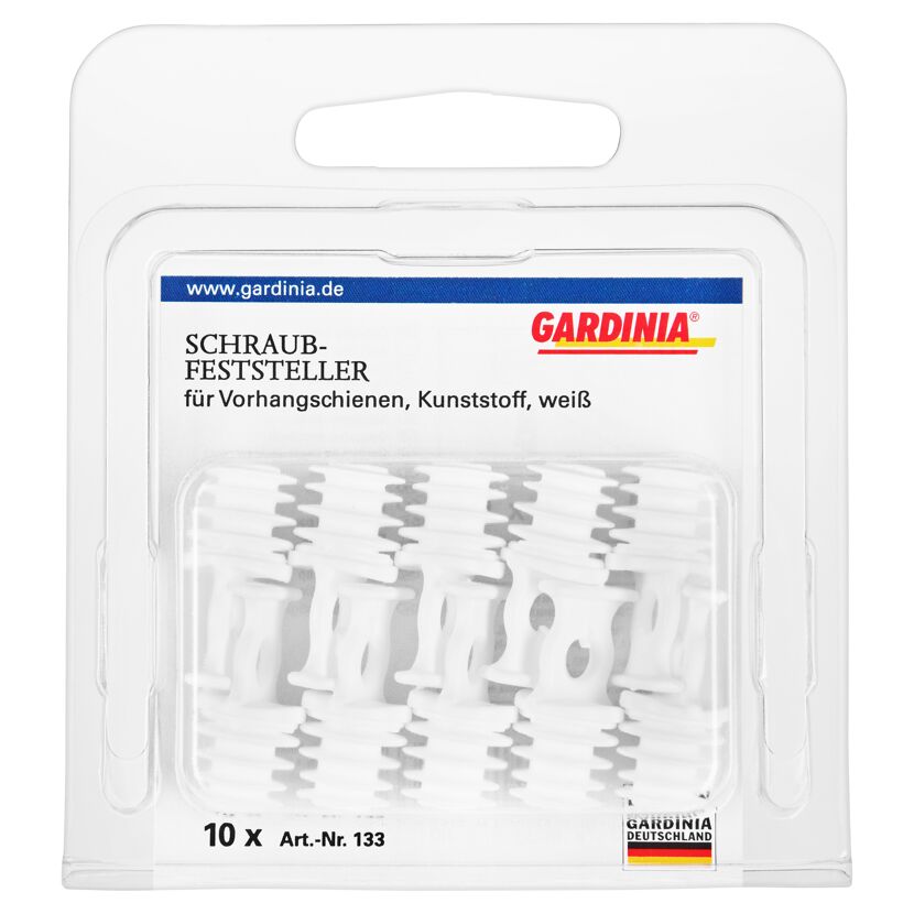 Gardina Schraub-Feststeller für Vorhangschienen, weiß, 10 Stück