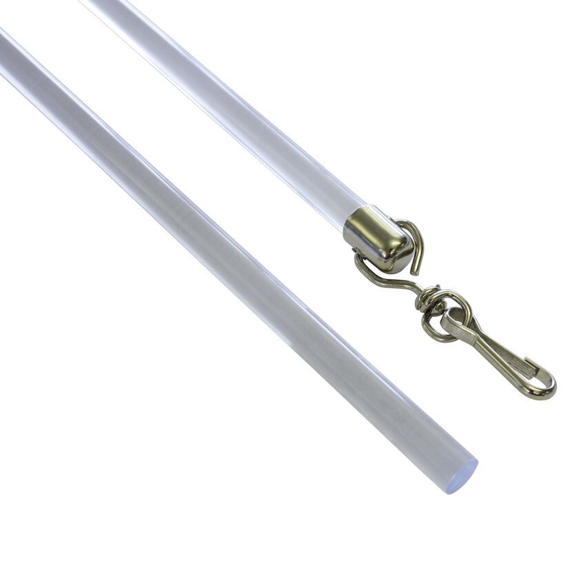 Schleuderstab aus Plexiglas mit Metallhaken