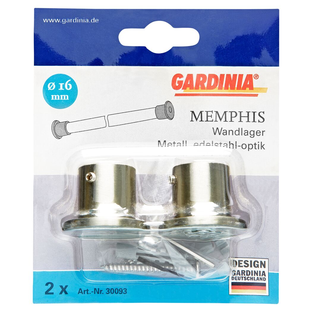 Gardina Memphis Wandlager 2er-Set, Edelstahl-Optik