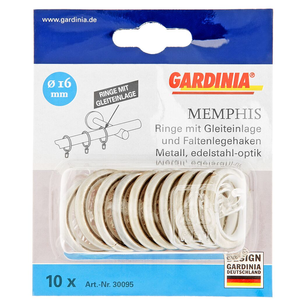 Gardina Memphis Ringe mit Gleiteinlage und Faltenlegehaken