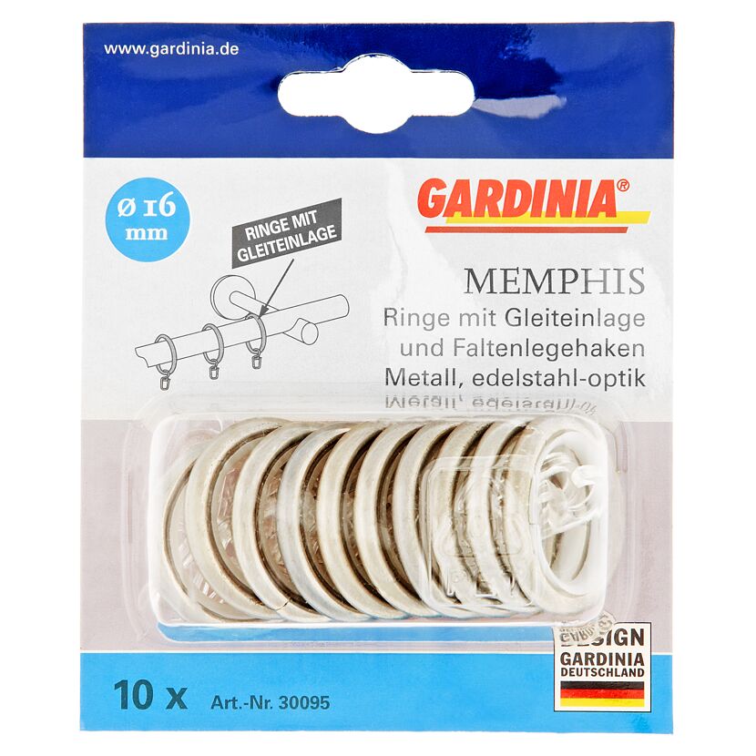 Gardina Memphis Ringe mit Gleiteinlage und Faltenlegehaken