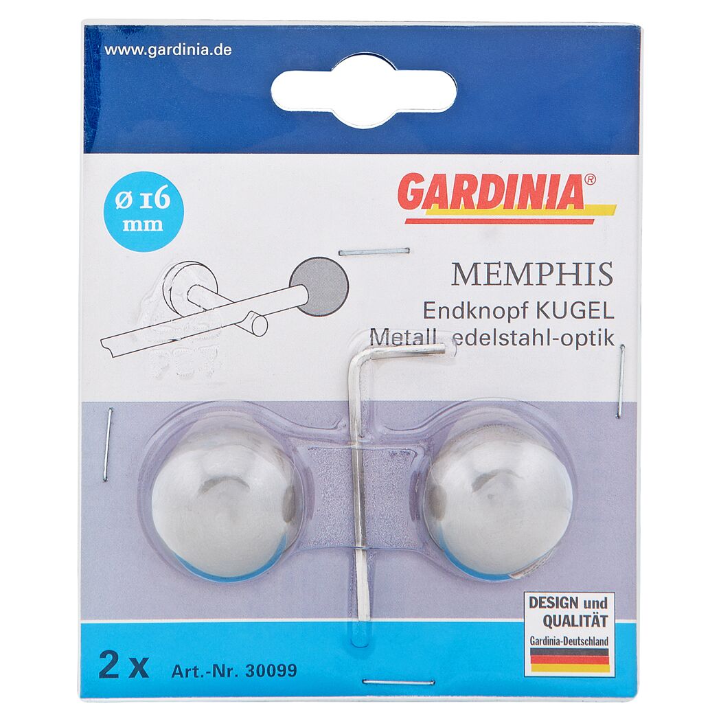 Gardina Memphis Endknopf Kugel Edelstahl Optik mit Inox Imbusschlüssel
