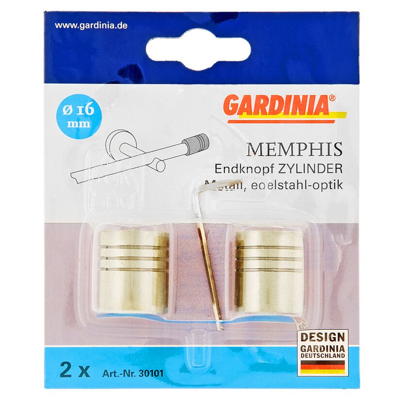 Gardina Memphis Endknopf Zylinder, edelstahl Optik, 2 Stück