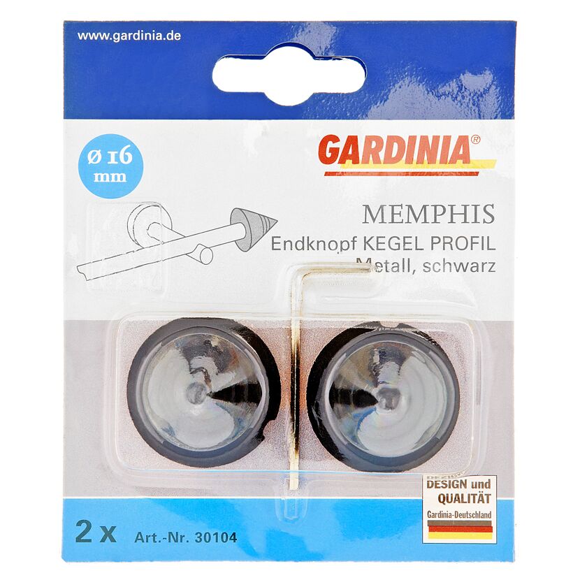 Gardina Memphis Endknopf Kegel Profil Metall schwarz 16 mm