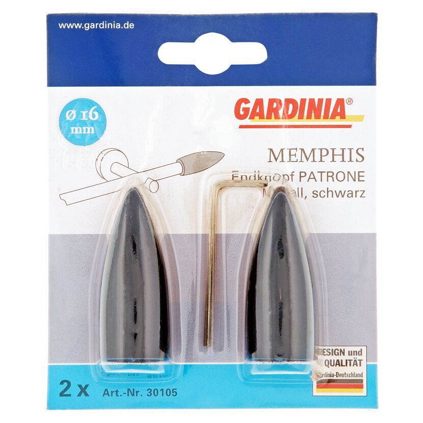Gardina Memphis Endknopf Patrone schwarz, 2 Stück