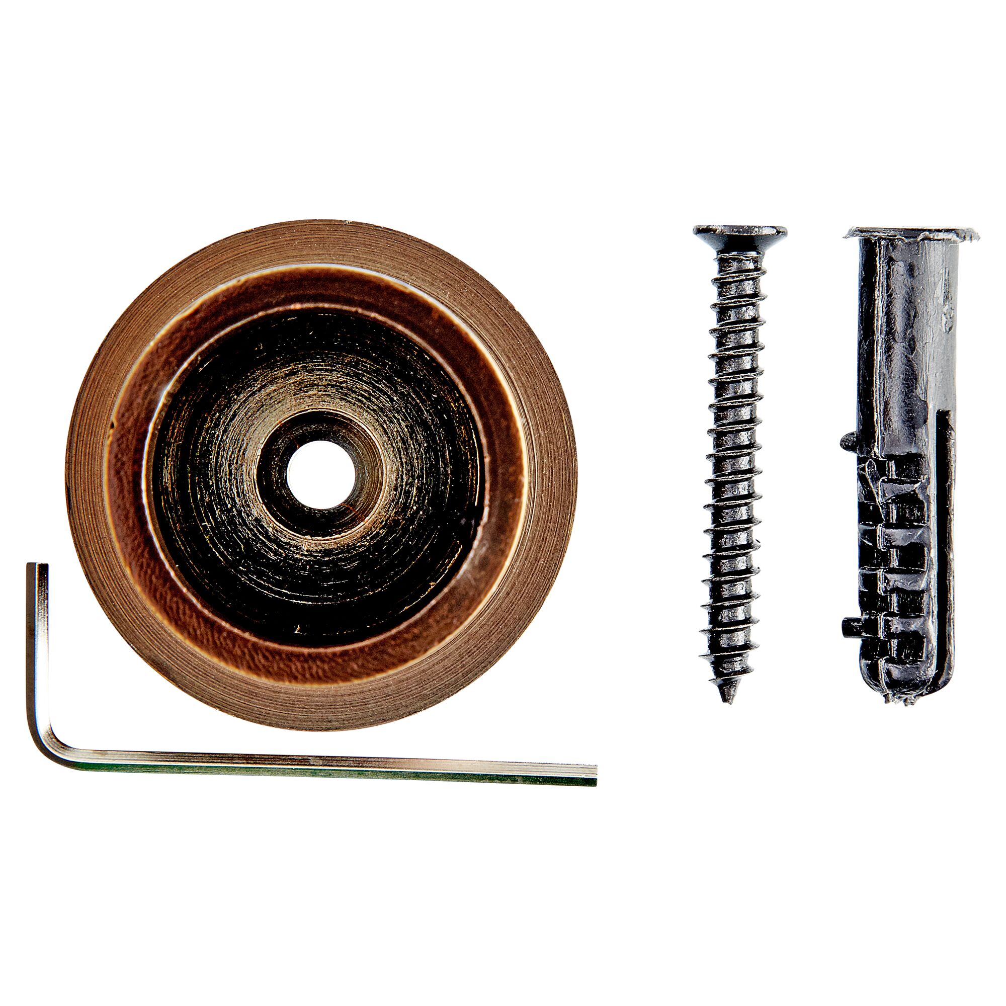 Messingfarbenes Wandlager Windsor mit Inbusschlüssel, Schraube und Dübel