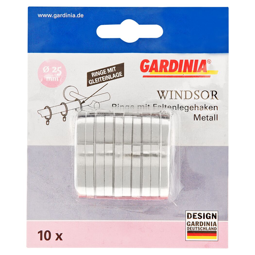 Gardina Windsor Ringe mit Faltenlegehaken Metall