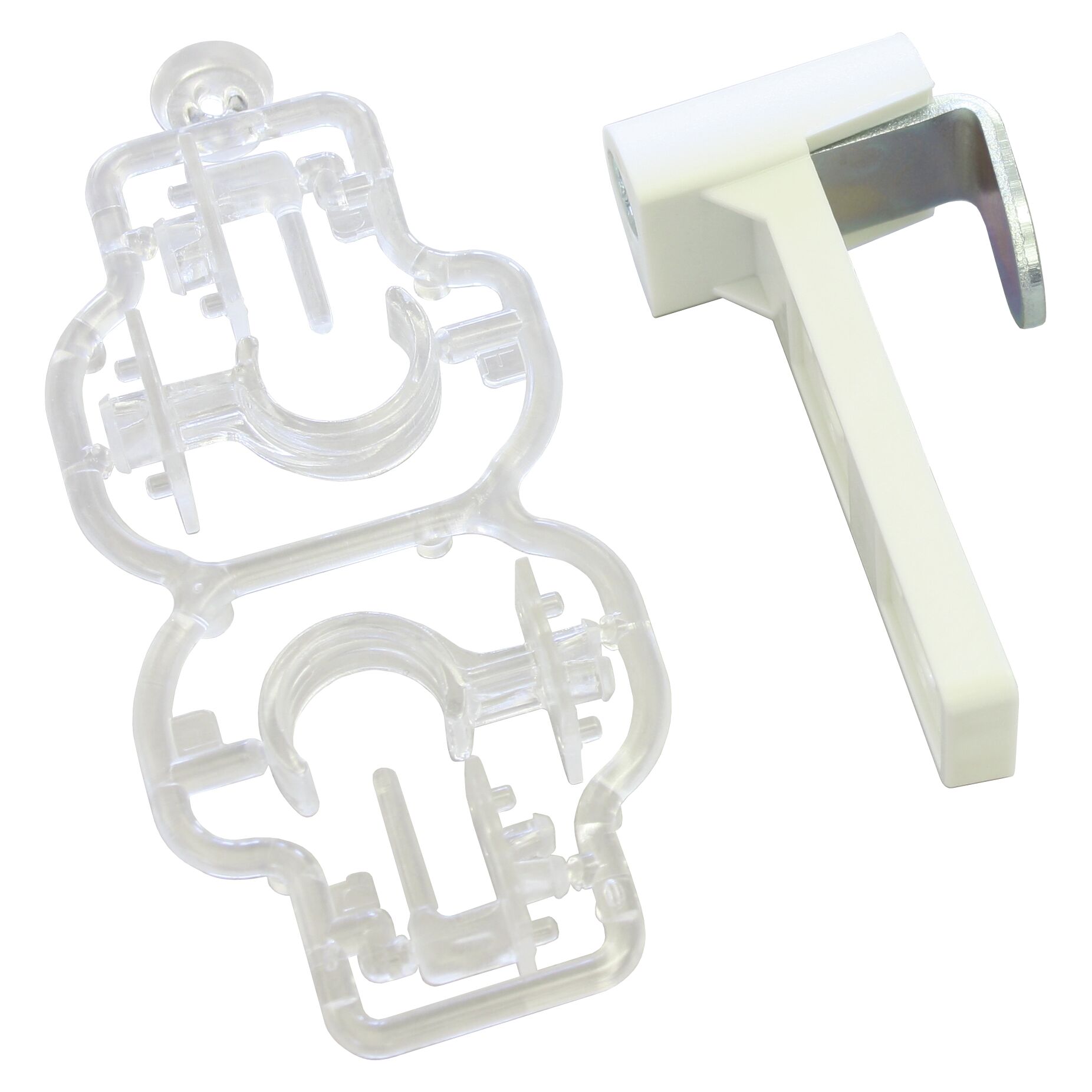 Klemmträger für Vitragen weiß, zwei Stück und Verpackung
