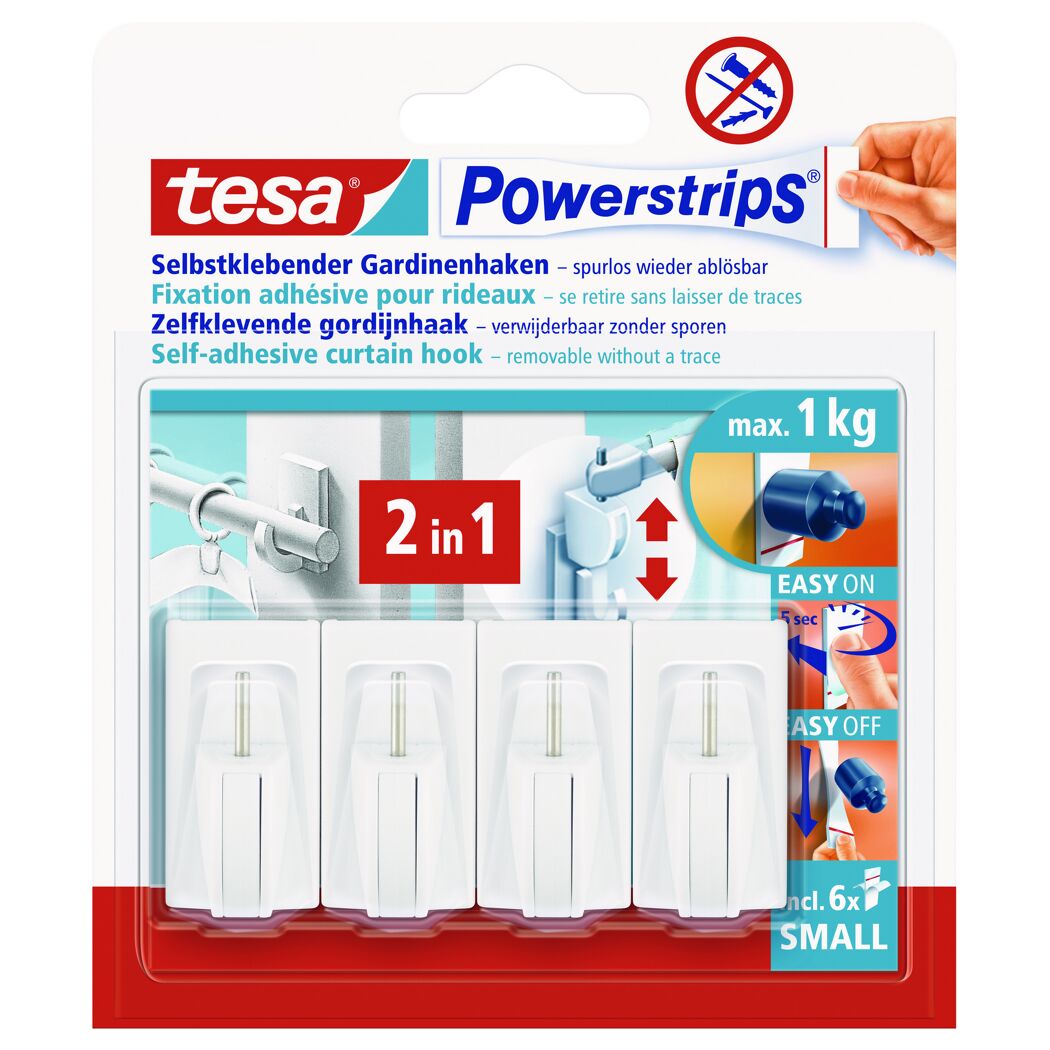 Tesa Powerstrips selbstklebende Gardinenhaken