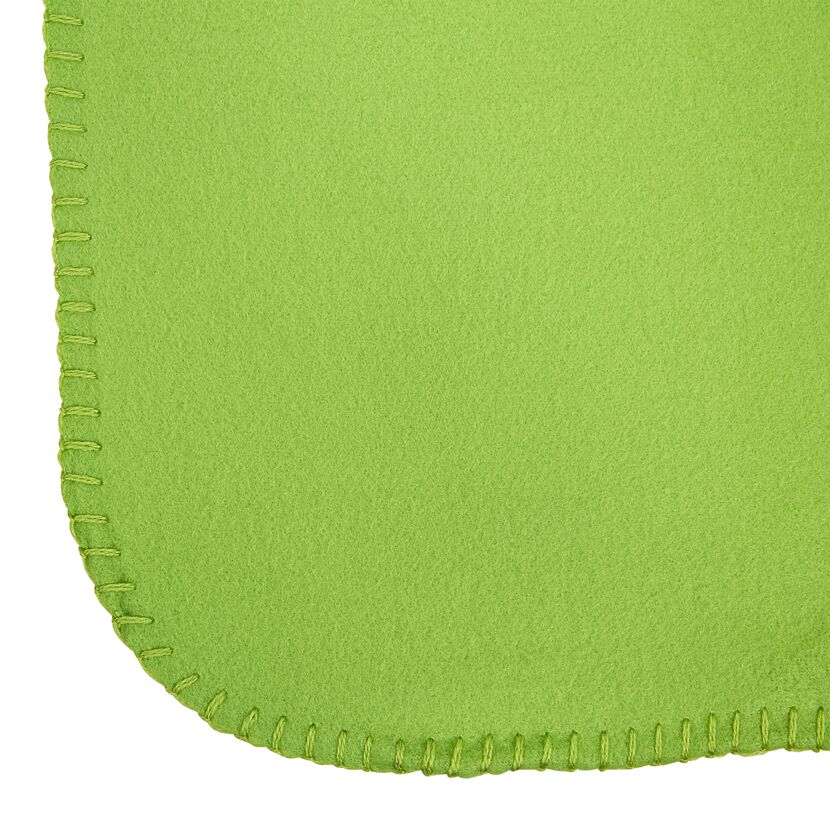 Grüne Fleecedecke, Detailansicht des Saums