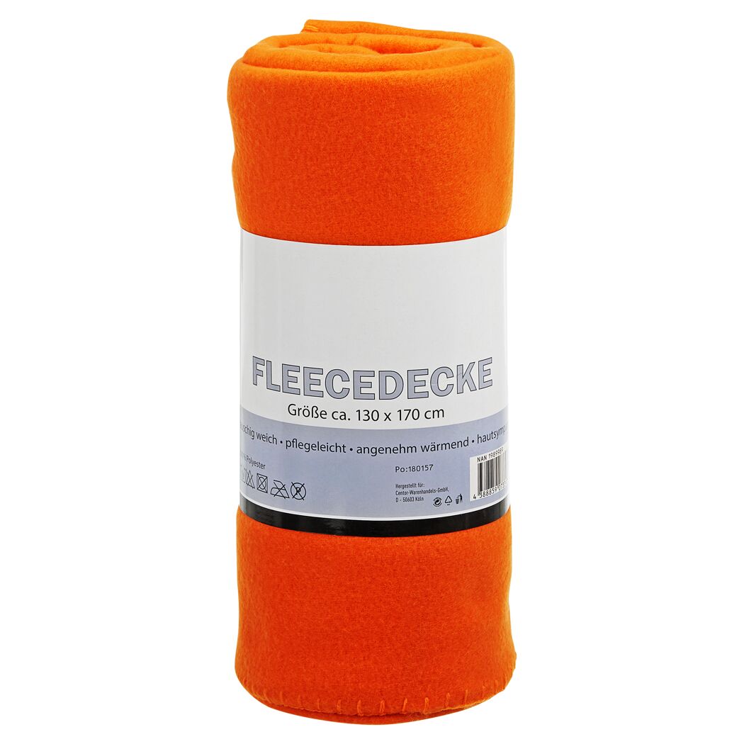 Orange Fleecedecke, Größe 130 x 170 cm