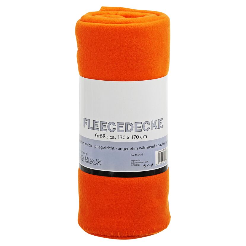 Orange Fleecedecke, Größe 130 x 170 cm