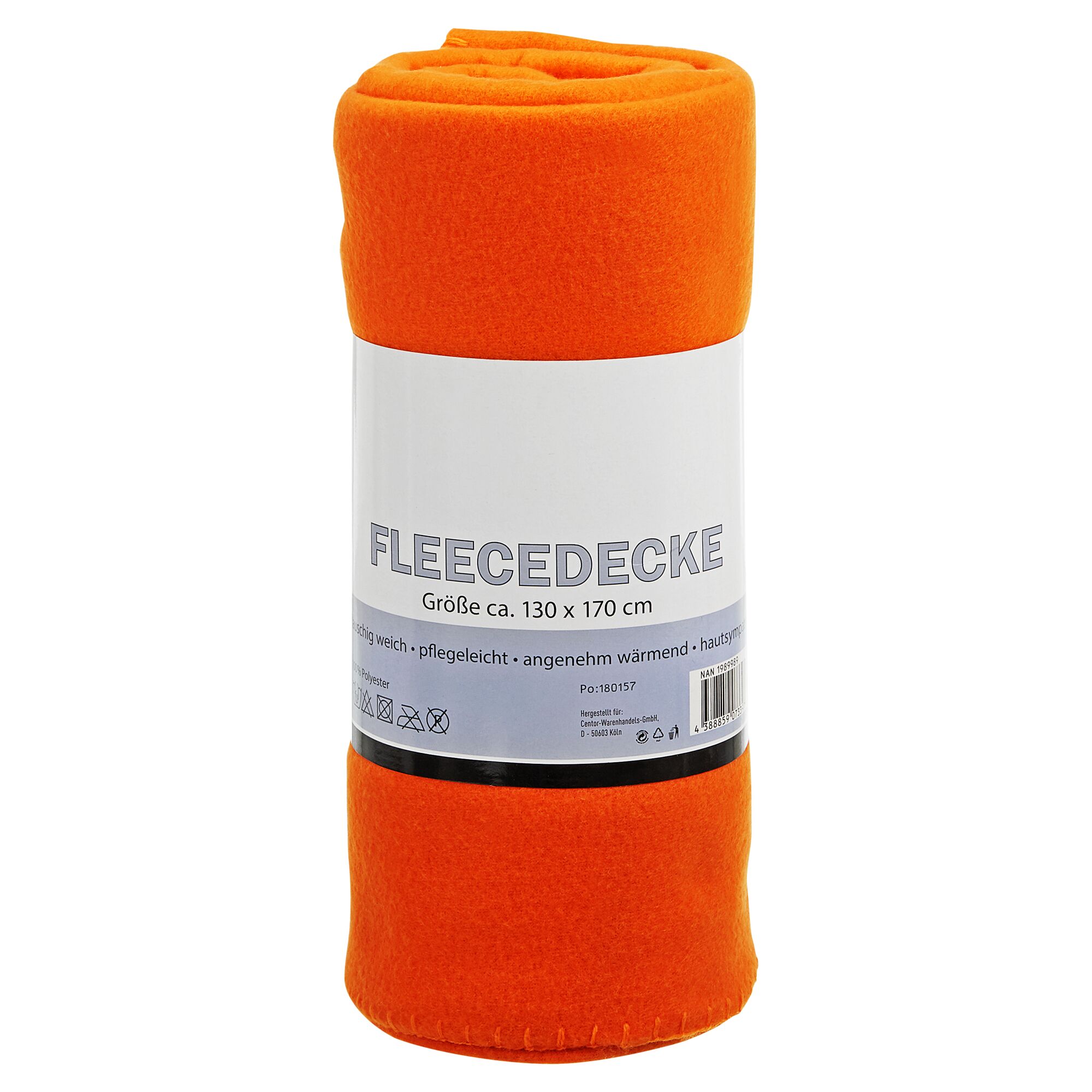 Orange Fleecedecke, Größe 130 x 170 cm