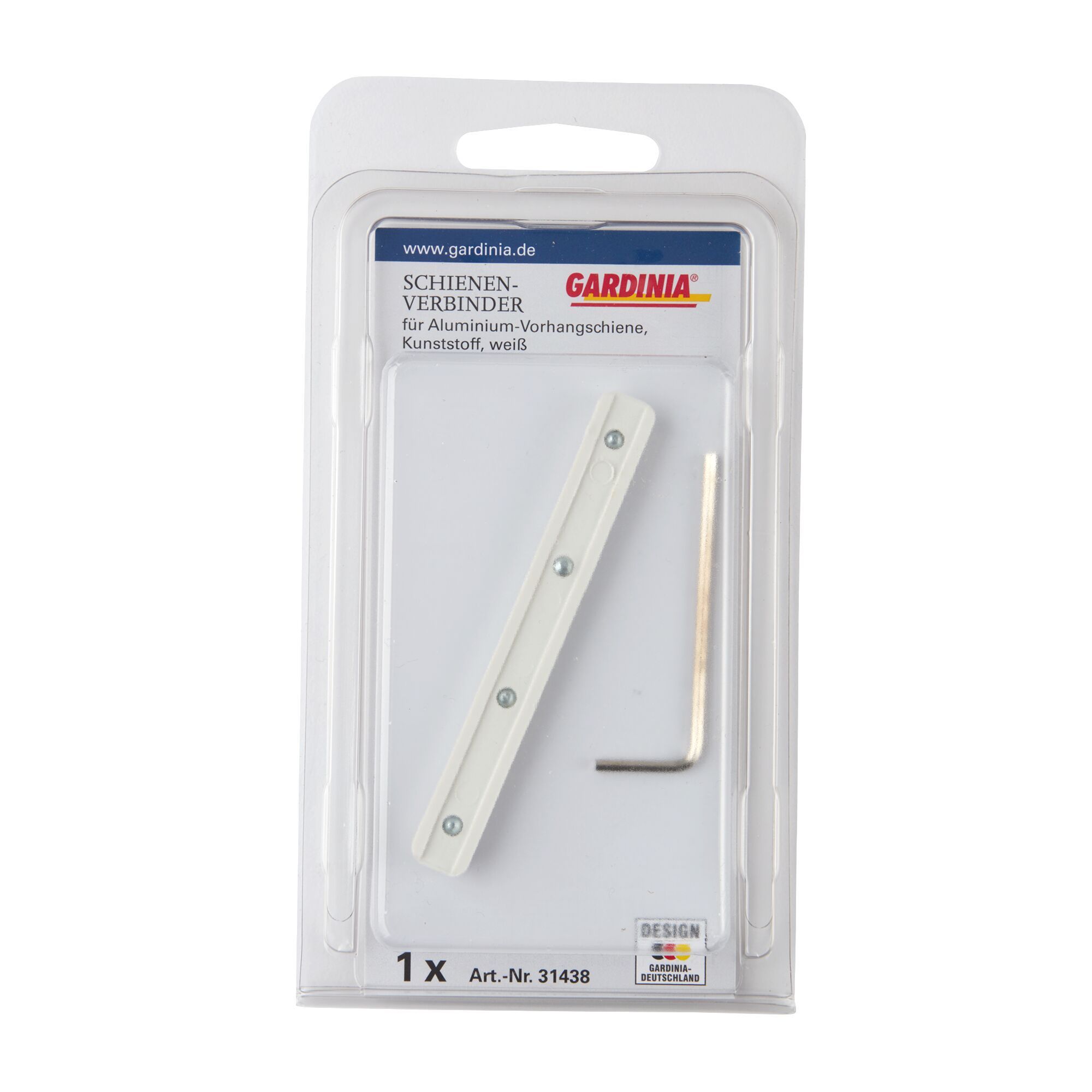 Gardina Schienenverbinder für Aluminium-Vorhangschiene, weiß, mit Inbusschlüssel