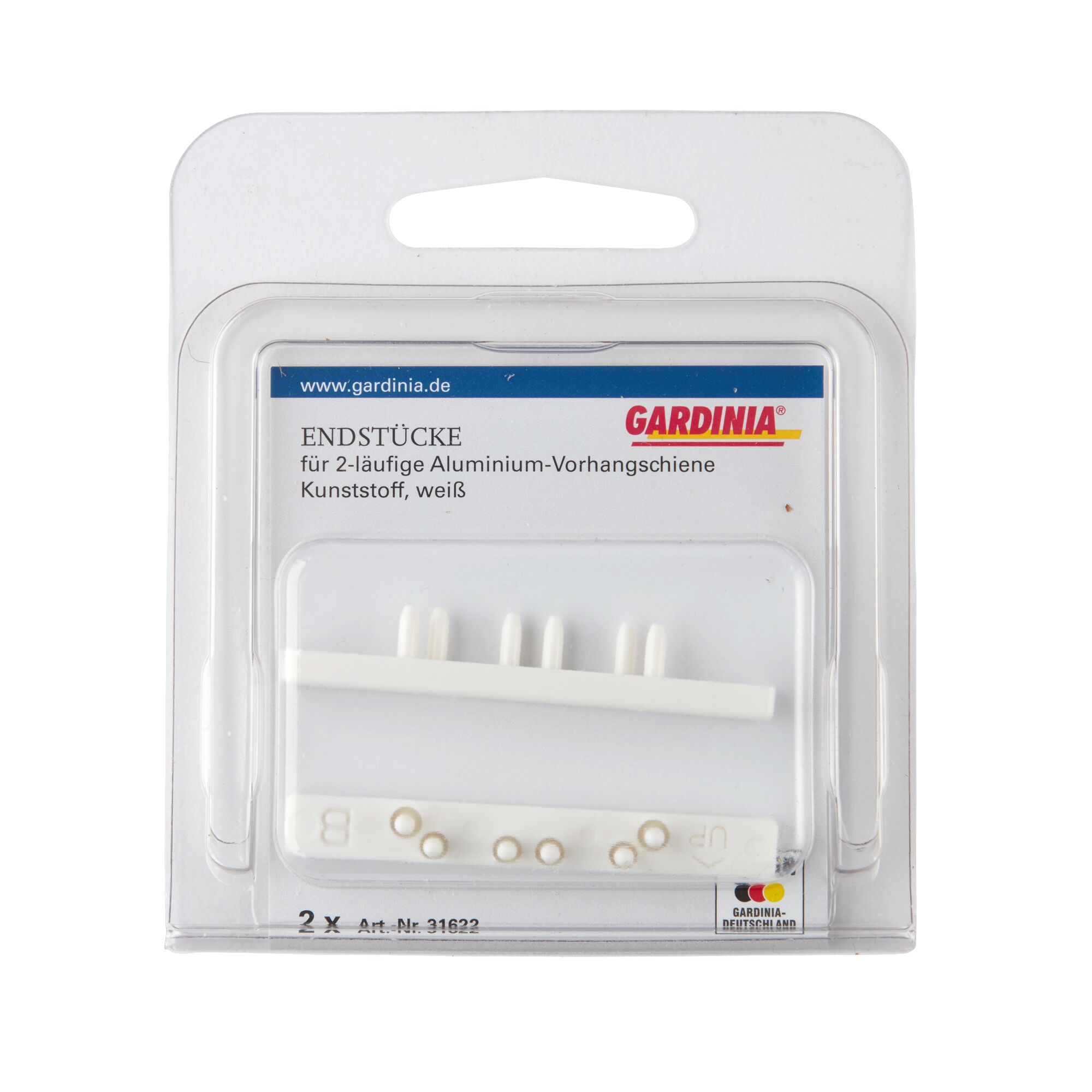 Gardina Endstücke für 2-läufige Aluminium-Vorhangschiene, Kunststoff, weiß