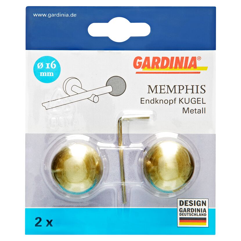 Gardina Memphis Endknopf Kugel Metall, 2 Stück in Verpackung