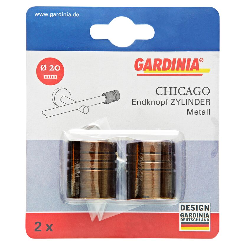 Gardina Chicago Endknopf Zylinder Metall, 2 Stück