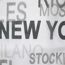 Nahaufnahme des Stoffes mit den Städtenamen New York, Mailand und Stockholm