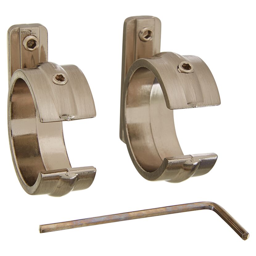 Zwei Gardinenstangen-Ringadapter aus Edelstahl und ein Inbusschlüssel
