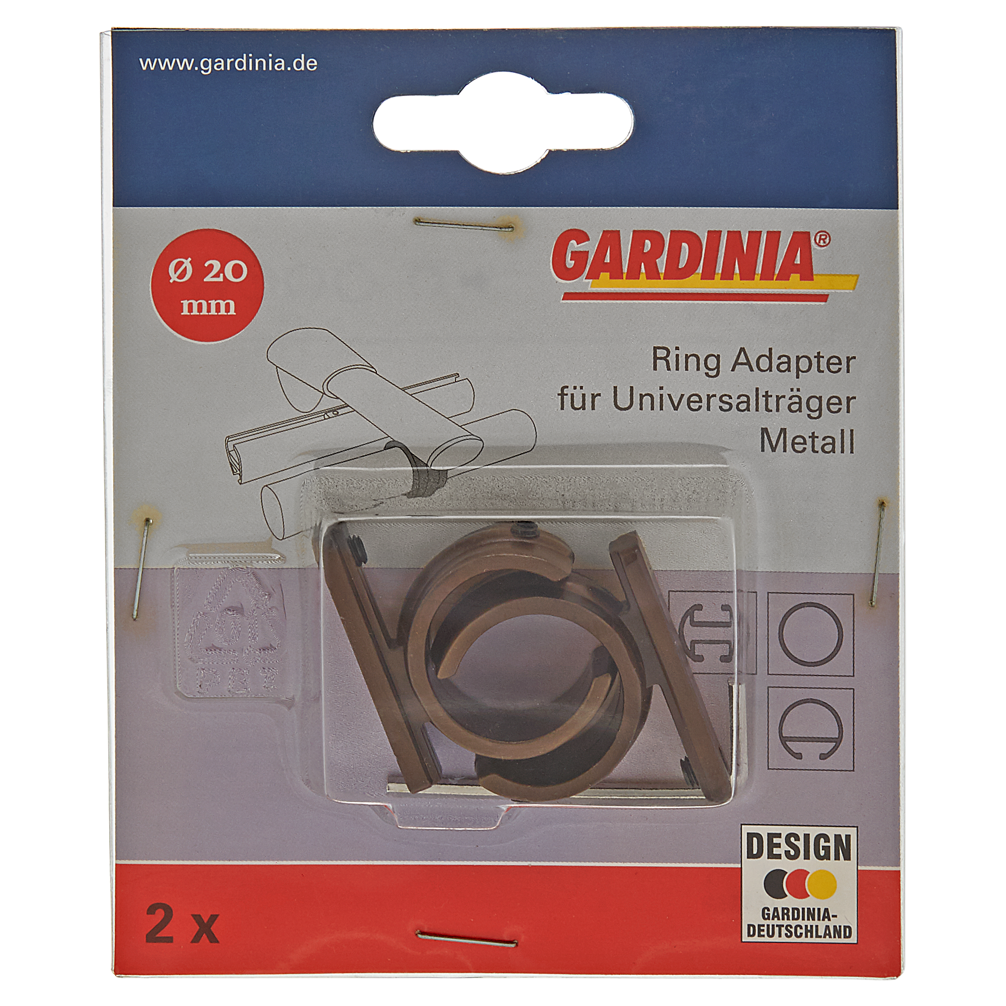 Gardinenstangen-Ringadapter Metall bronzefarben Ø 20 mm 2 Stück