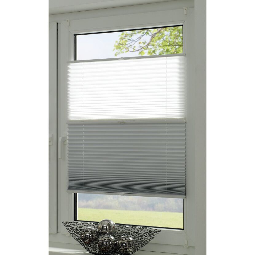 EasyFix Plissee 'Day + Night' weiß/schiefer 70 x 130 cm