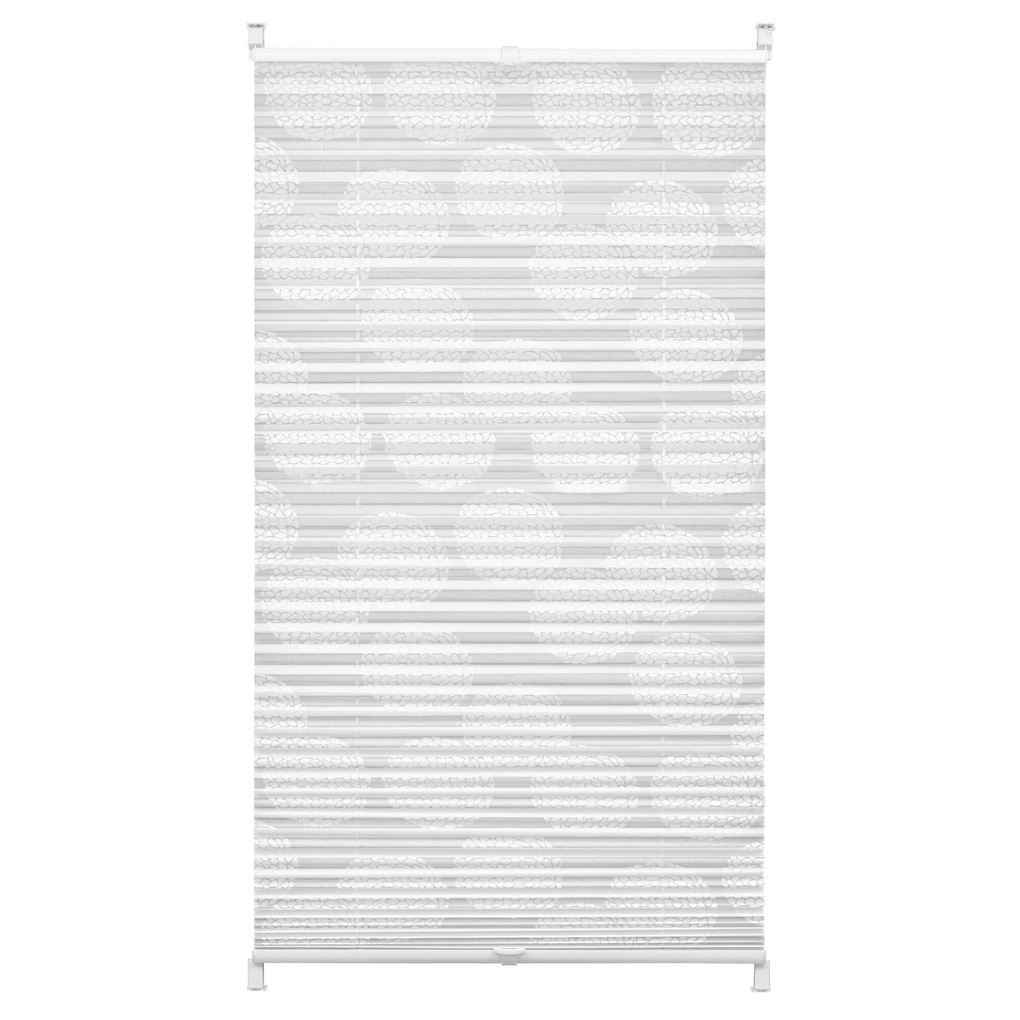 Weißes Faltrollo Maja mit Kreismuster