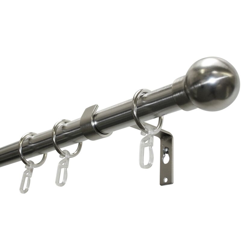 Gardinenstangen-Set mit Kugel edelstahl 120 cm