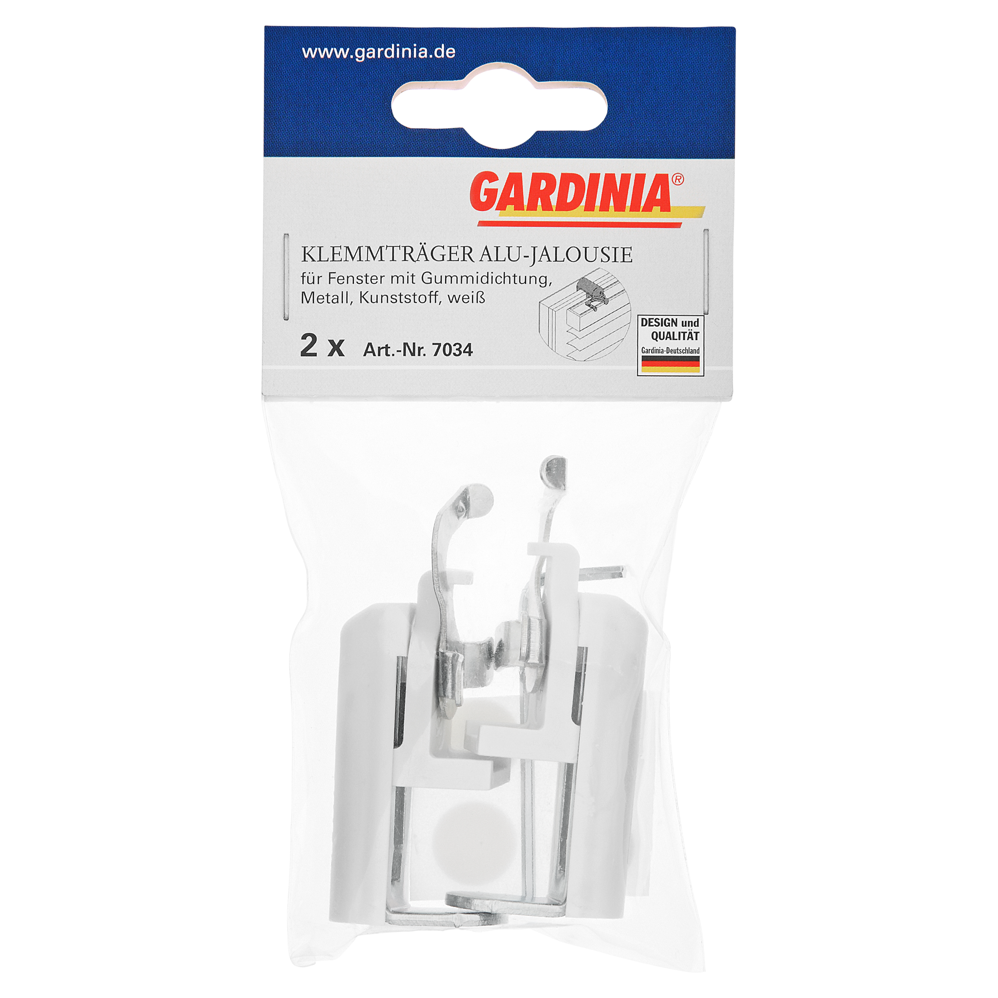 weiß 2 Stück Gardinia Klemmträger für Aluminium-Jalousien Metall 