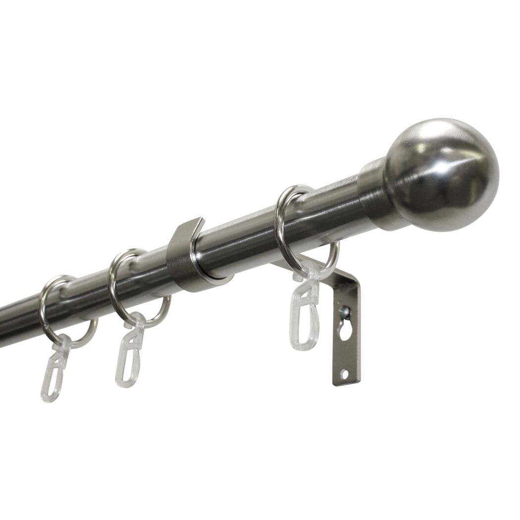 Gardinenstangen-Set mit Kugel edelstahl 220 cm
