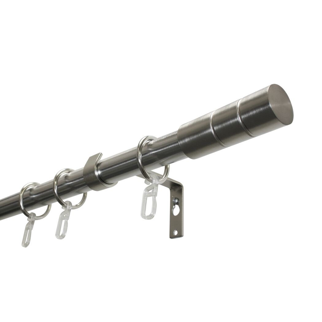 Gardinenstangen-Set mit Zylinder edelstahl 220 cm