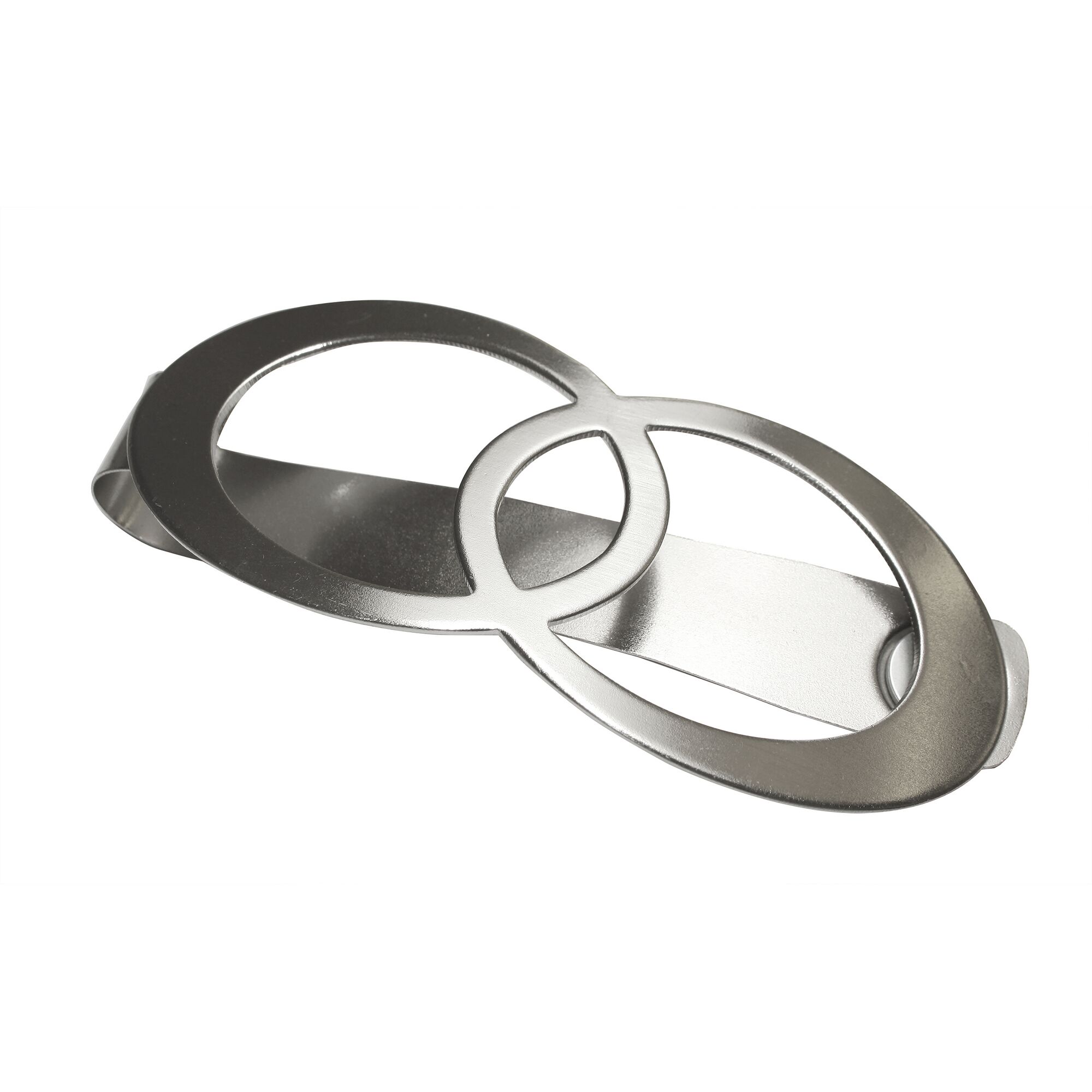 Silberfarbene Raffspange in Form einer liegenden Acht