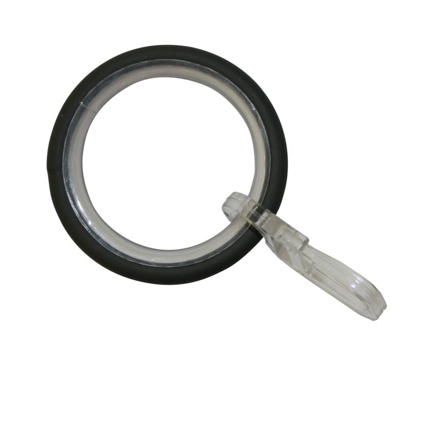 Grauer Gardinenring mit transparentem Clip