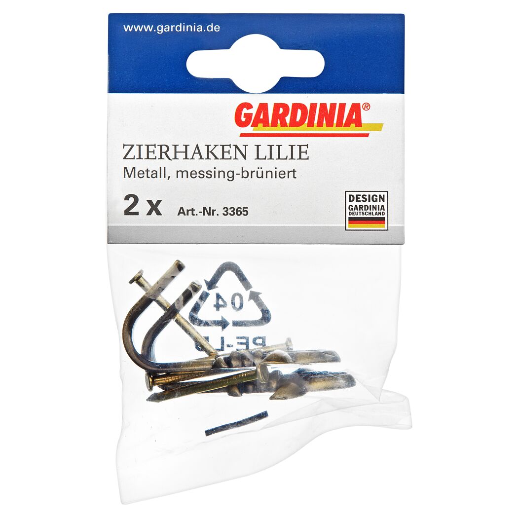 Gardina Zierhaken Lilie, 2 Stück, messing-brüniert