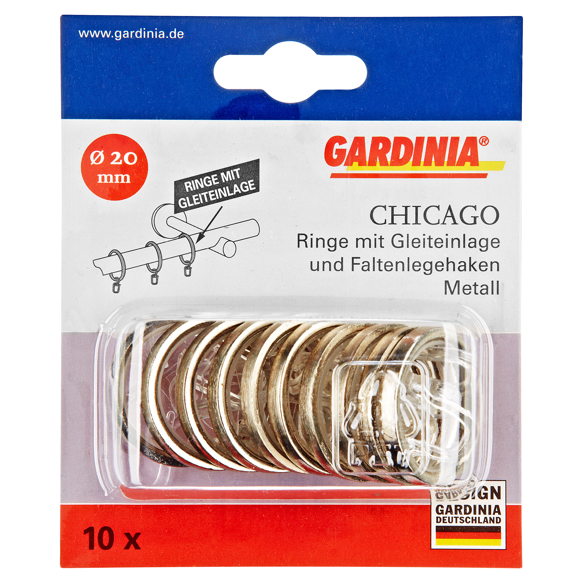 Gardinenringe 'Chicago' Edelstahloptik 10 Stück + product picture