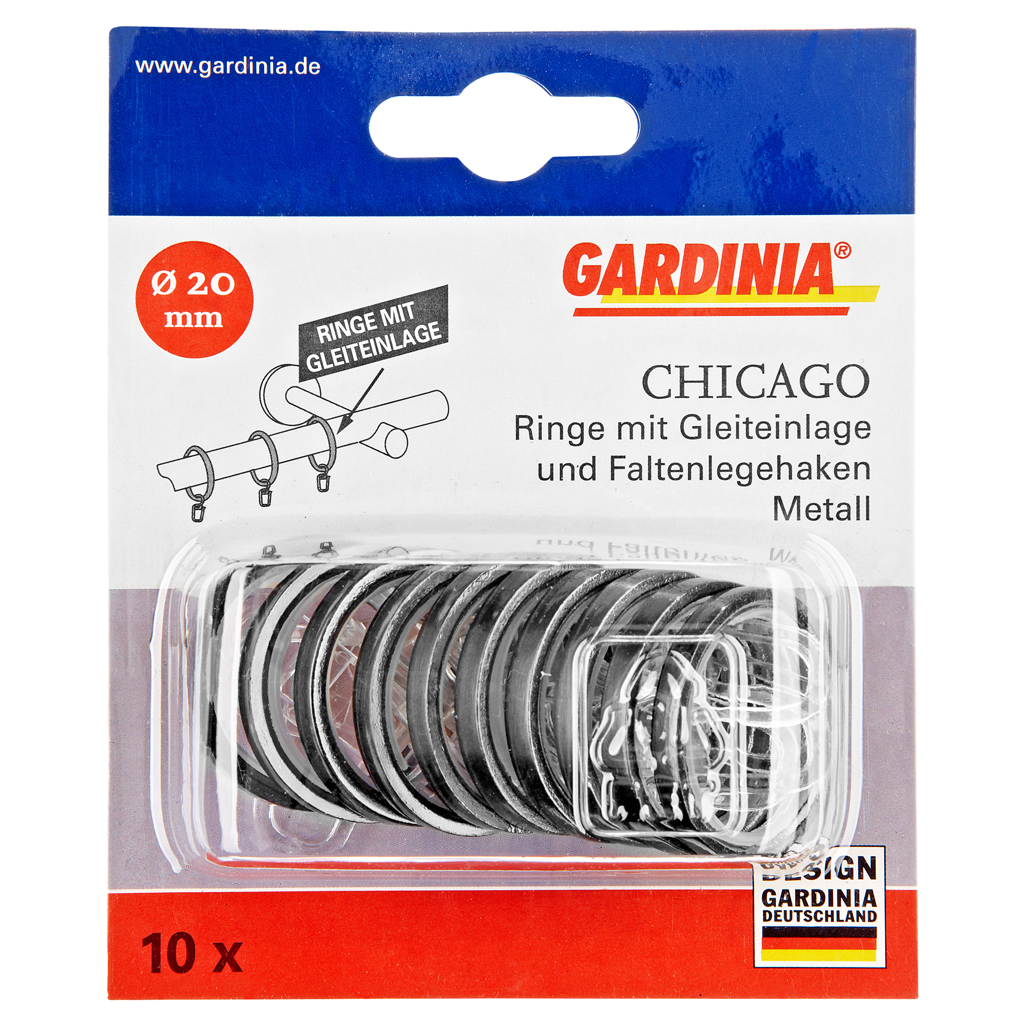 Gardinenringe 'Chicago' Titan-Optik 10 Stück + product picture