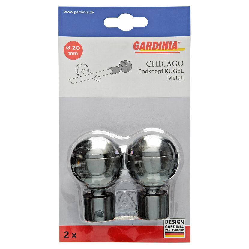 Gardina Chicago Endknopf Kugel Metall 2er Set