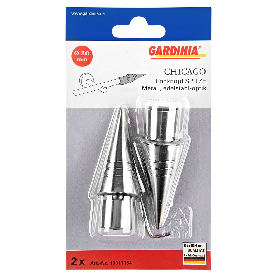 Gardina Chicago Endknopf Spitze, 2 Stück, Metall Edelstahl-Optik.