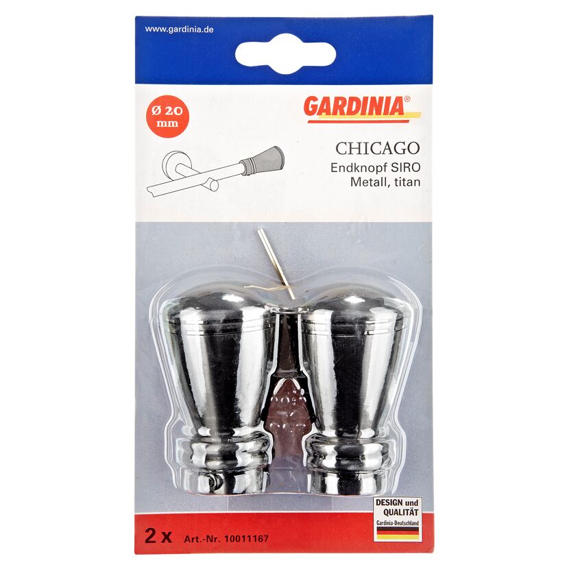 Gardina Chicago Endknopf Siro, Metall, Titan, 2 Stück