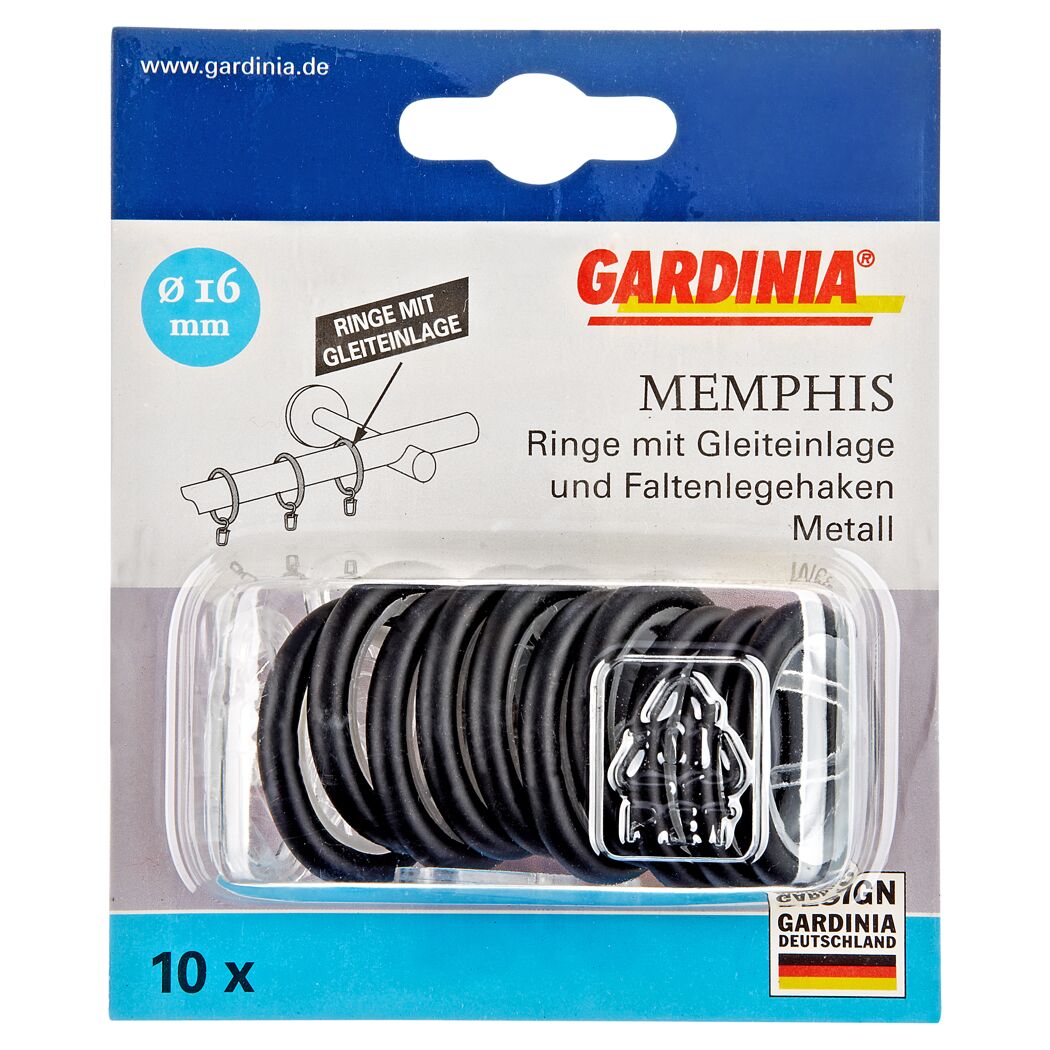 Gardina Memphis Ringe mit Gleiteinlage und Faltenlegehaken