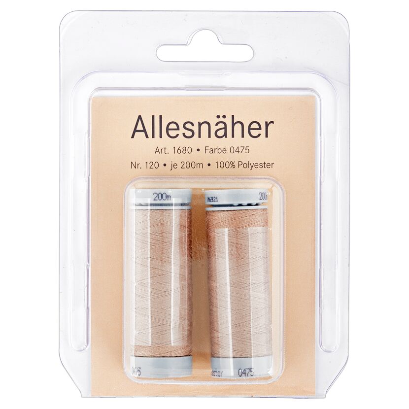 Zwei Rollen beiges Nähgarn
